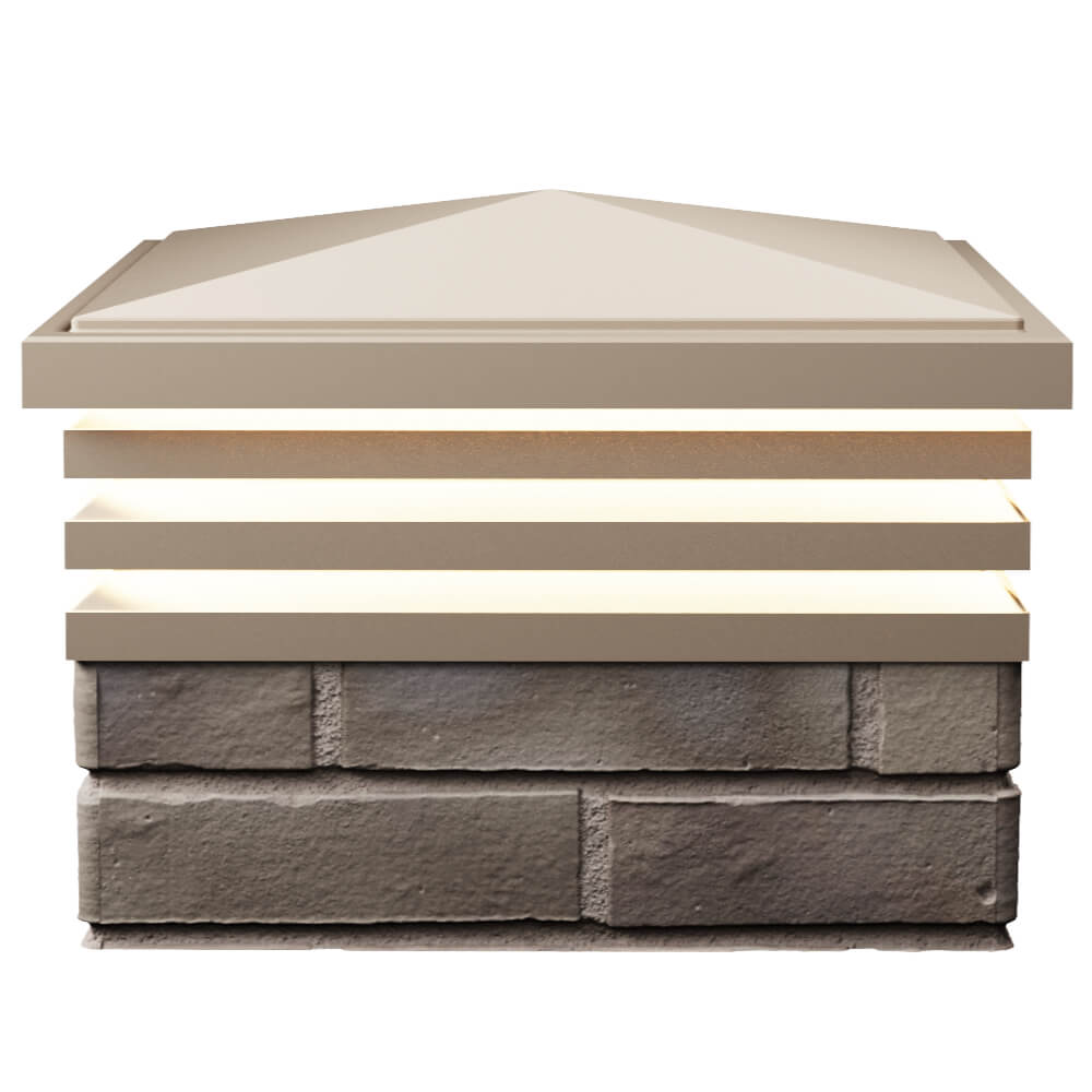 Колпак Zking Бона ХайТек Бежевый на столб 1.5х1.5 кирпича (385х385мм) с подсветкой в Сочи фото