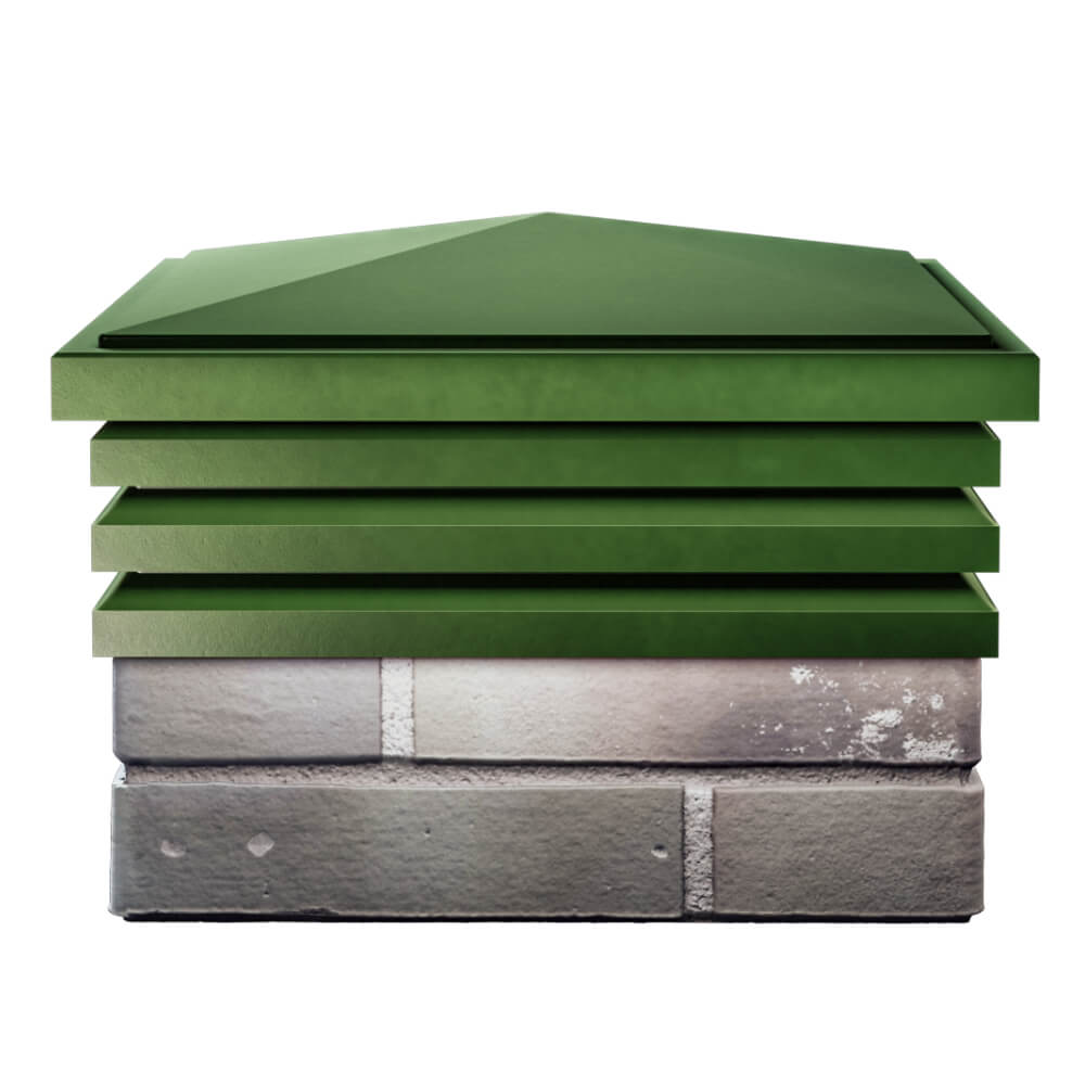 Колпак Zking Бона ХайТек Зеленый на столб 1.5х1.5 кирпича (385х385мм) Сочи фото