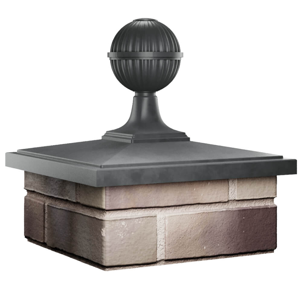 Колпак Zking БонаМоно Серый с шаром на столб 1.5х1.5 кирпича (385х385, 400х400мм) в сборе в Сочи фото