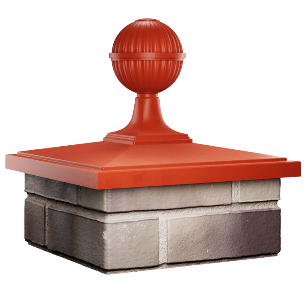 Колпак Zking БонаМоно Красный с шаром на столб 1.5х1.5 кирпича (385х385, 400х400мм) в сборе в Сочи фото