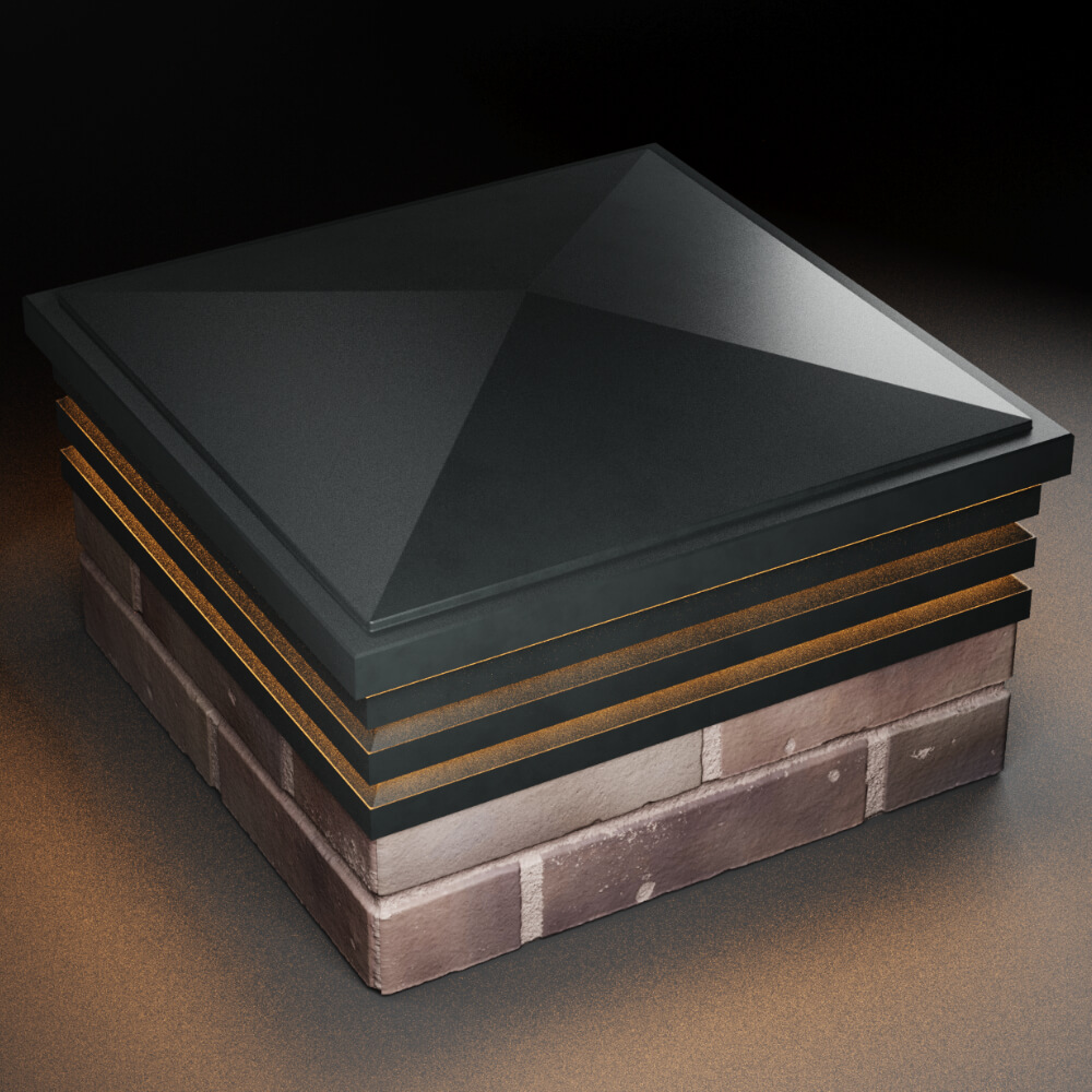 Колпак Zking Бона ХайТек Черный на столб 2х2 кирпича (513х513мм) с подсветкой в Сочи фото