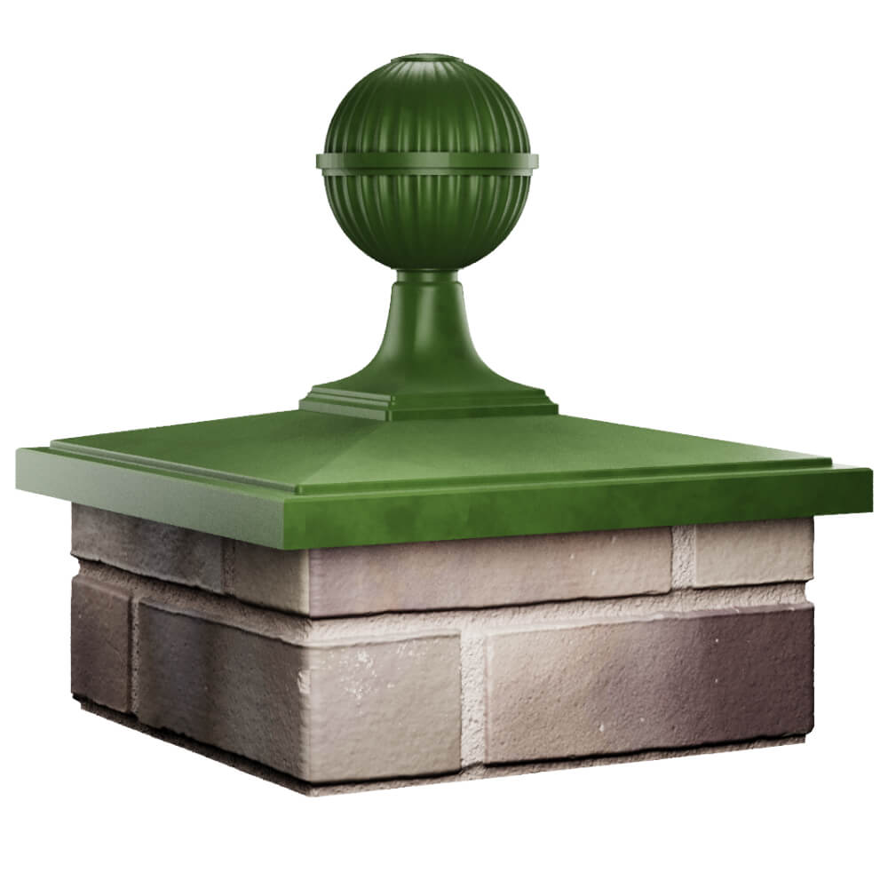 Колпак Zking БонаМоно Зеленый с шаром на столб 1.5х1.5 кирпича (385х385, 400х400мм) в сборе в Сочи фото