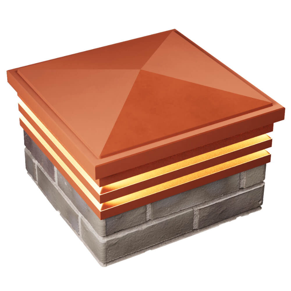 Колпак Zking Бона ХайТек Красный на столб 1.5х1.5 кирпича (385х385мм) с подсветкой в Сочи фото