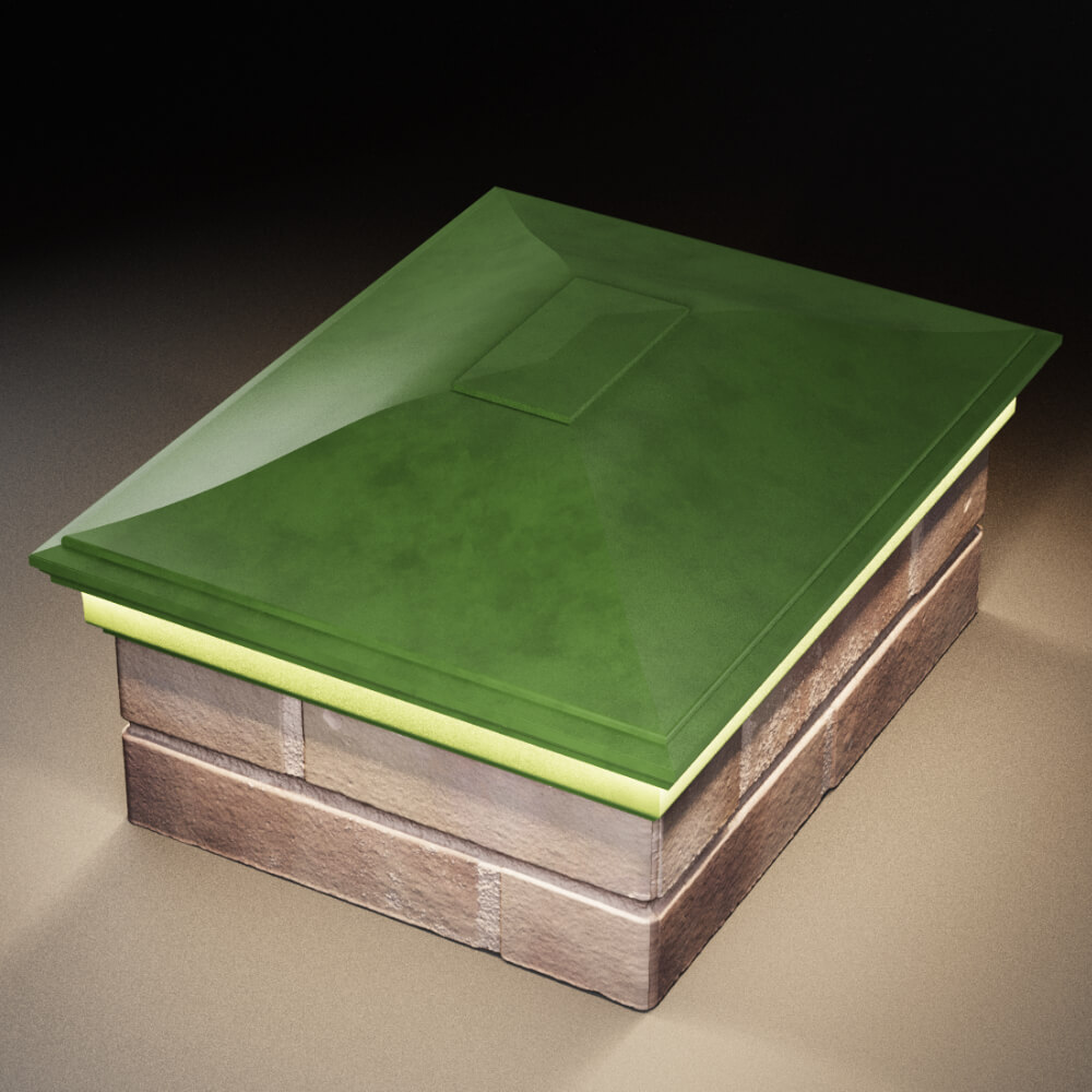 Колпак Zking Монблан Зеленый на столб 2х1.5 кирпича (515х385мм) c подсветкой в Сочи фото