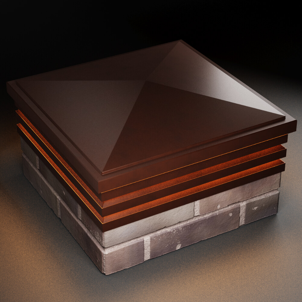 Колпак Zking Бона ХайТек Коричневый на столб 2х2 кирпича (513х513мм) с подсветкой в Сочи фото