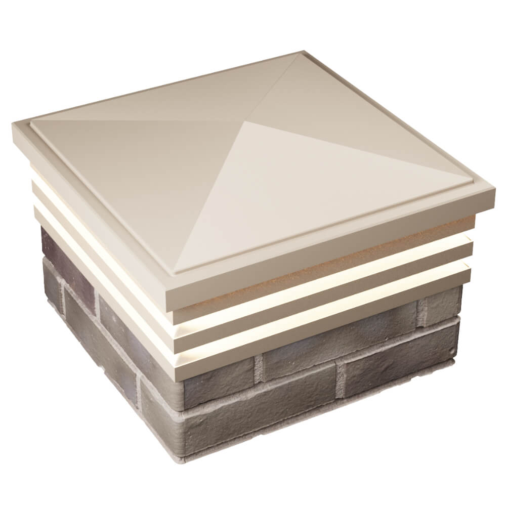 Колпак Zking Бона ХайТек Бежевый на столб 1.5х1.5 кирпича (385х385мм) с подсветкой в Сочи фото