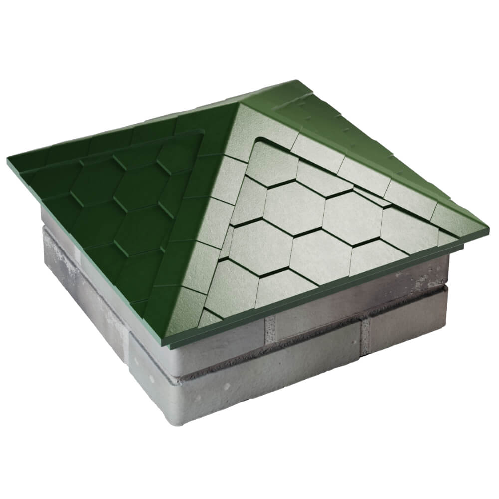 Колпак Zking Эверест Зеленый на столб 1.5х1.5 кирпича (390х390мм) в Сочи фото