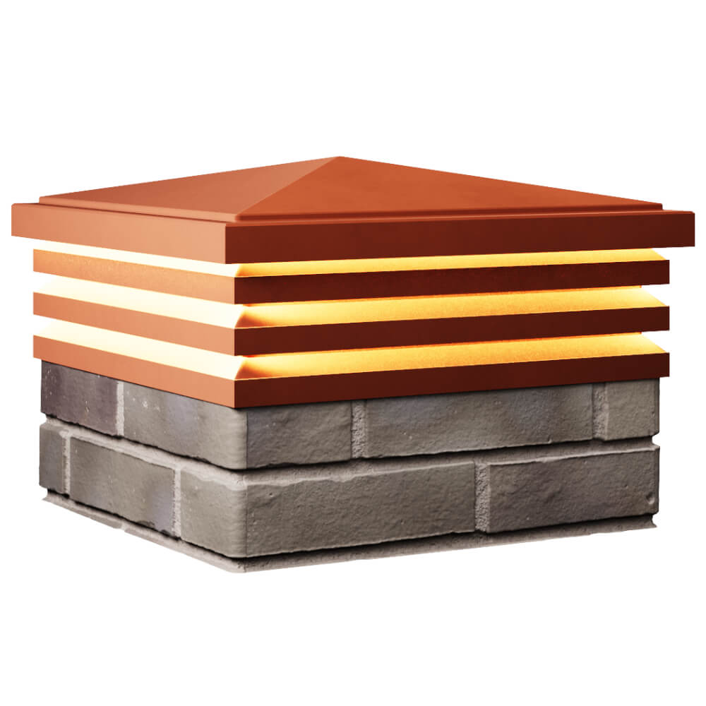 Колпак Zking Бона ХайТек Красный на столб 1.5х1.5 кирпича (385х385мм) с подсветкой в Сочи фото