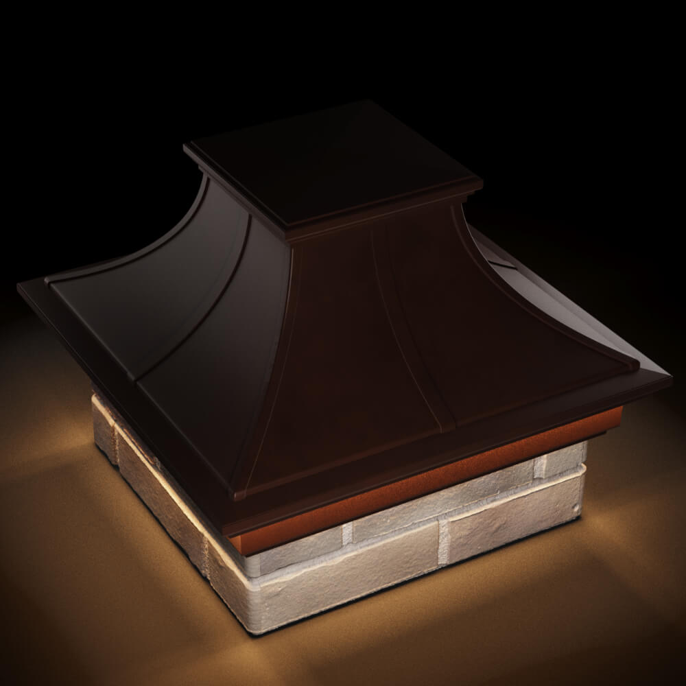 Колпак Zking Монблан Премиум Коричневый на столб 1.5х1.5 кирпича (385х385мм) с подсветкой в Сочи фото