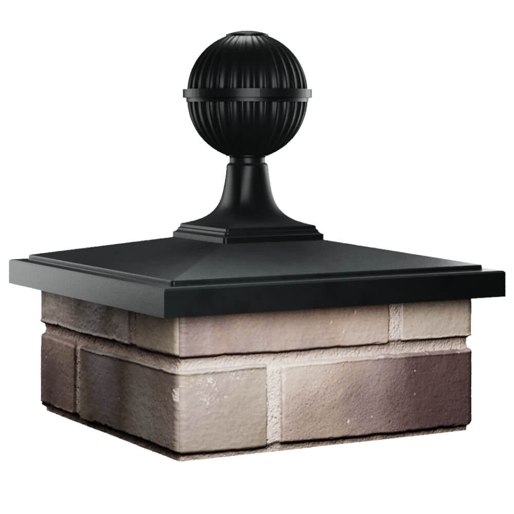 Колпак Zking БонаМоно Черный с шаром на столб 1.5х1.5 кирпича (385х385, 400х400мм) в сборе в Сочи фото