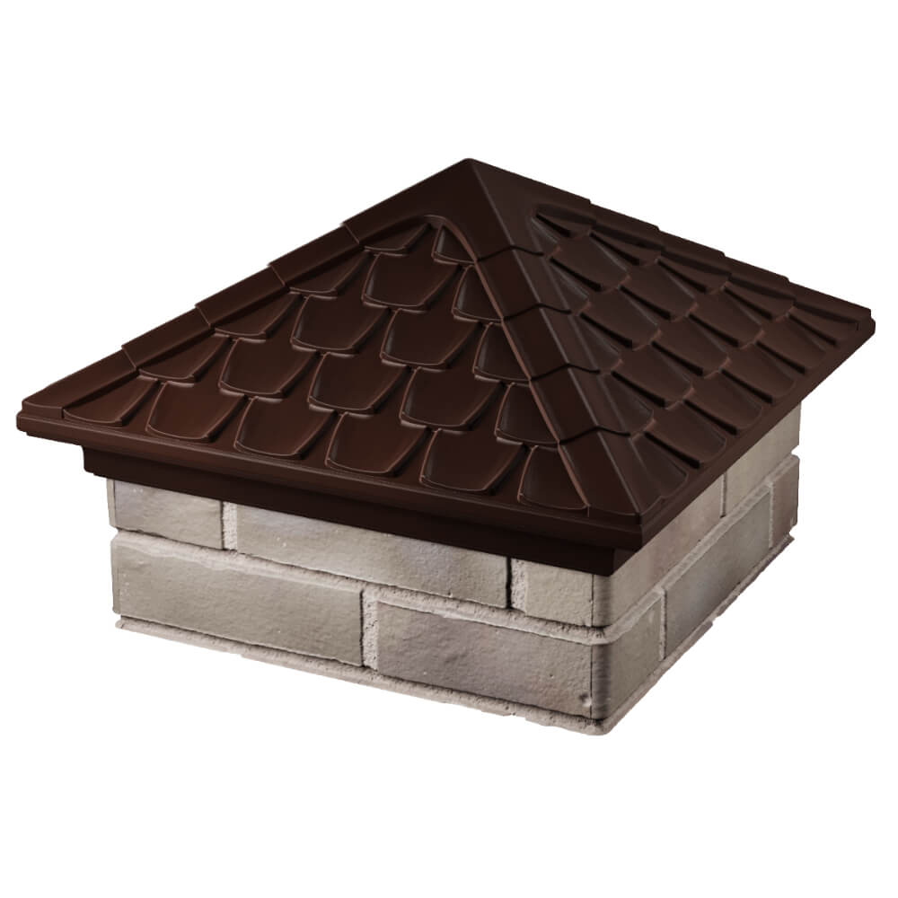 Колпак Zking Эльбрус Коричневый на столб 1.5х1.5 кирпича (385х385мм) в Сочи фото