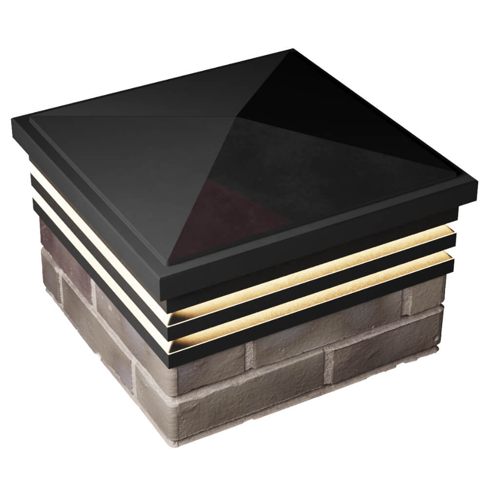 Колпак Zking Бона ХайТек Черный на столб 1.5х1.5 кирпича (385х385мм) с подсветкой в Сочи фото