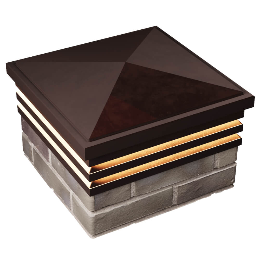 Колпак Zking Бона ХайТек Коричневый на столб 1.5х1.5 кирпича (385х385мм) с подсветкой в Сочи фото