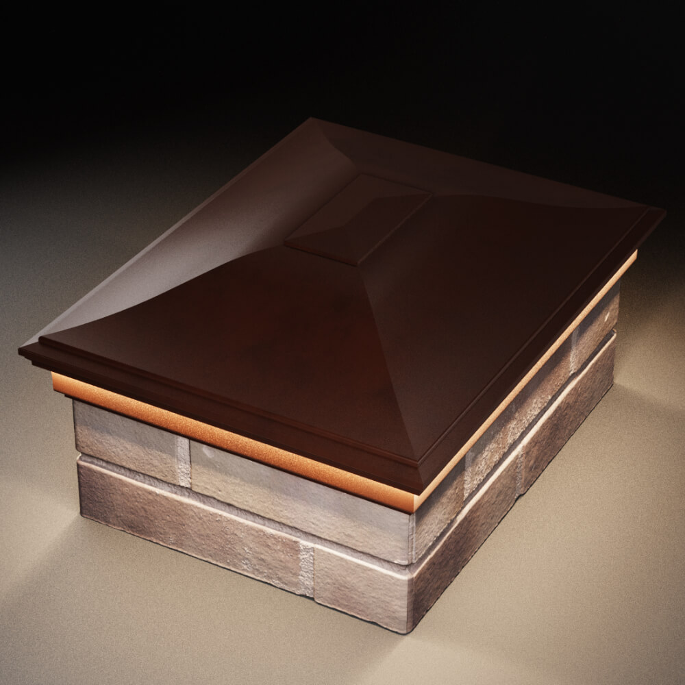 Колпак Zking Монблан Коричневый на столб 2х1.5 кирпича (515х385мм) c подсветкой в Сочи фото