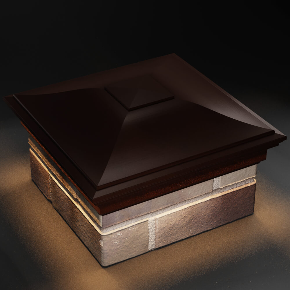 Колпак Zking Монблан Коричневый на столб 1.5х1.5 кирпича (385х385мм) с подсветкой в Сочи фото