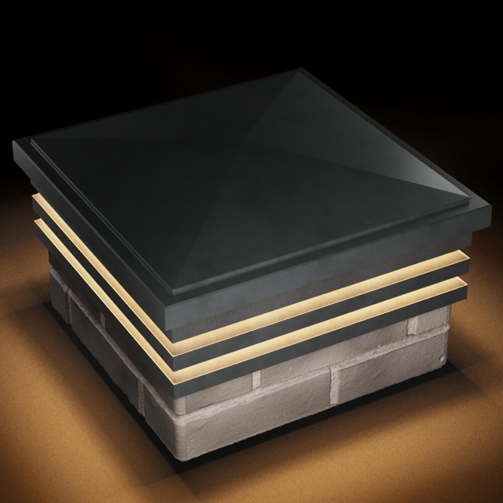 Колпак Zking Бона ХайТек Серый на столб 1.5х1.5 кирпича (385х385мм) с подсветкой в Сочи фото