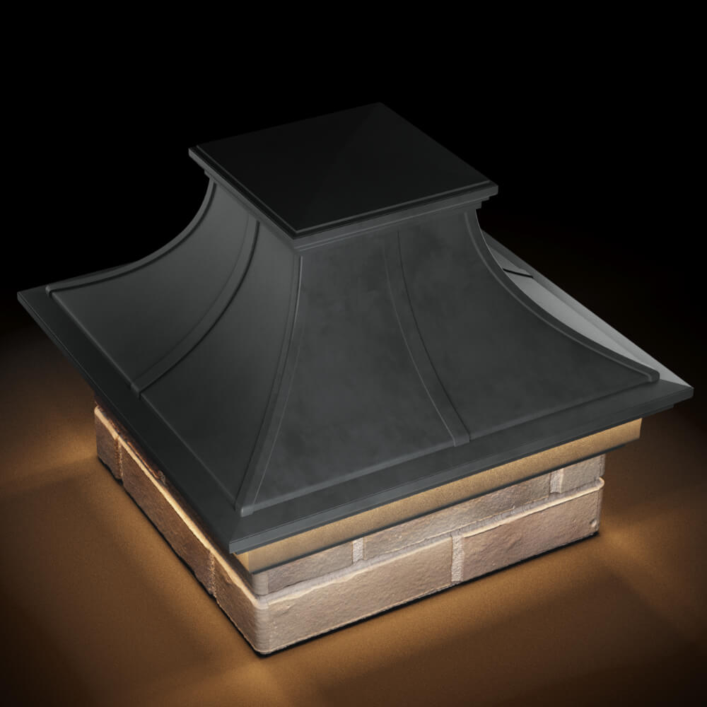 Колпак Zking Монблан Премиум Серый на столб 1.5х1.5 кирпича (385х385мм) с подсветкой в Сочи фото