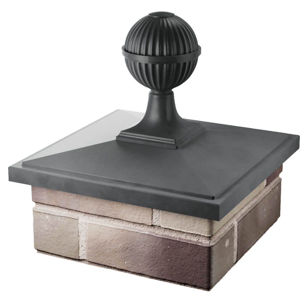 Колпак Zking БонаМоно Серый с шаром на столб 1.5х1.5 кирпича (385х385, 400х400мм) в сборе в Сочи фото