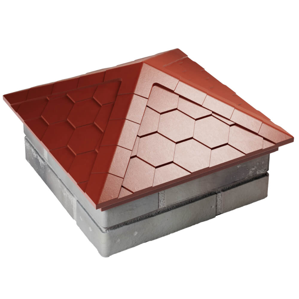 Колпак Zking Эверест Красный на столб 1.5х1.5 кирпича (390х390мм) в Сочи фото