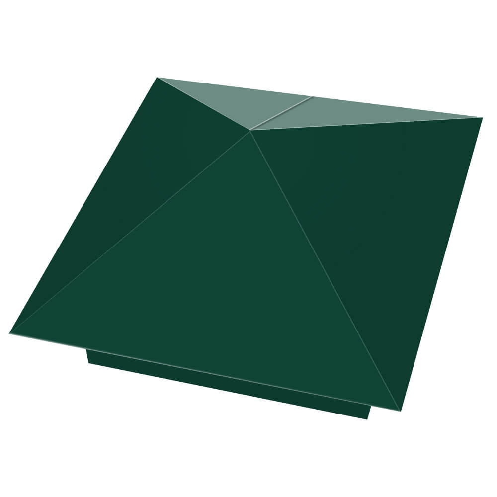 Колпак металлический 390х390мм RAL6005 Зеленый Мох заборный Сочи фото