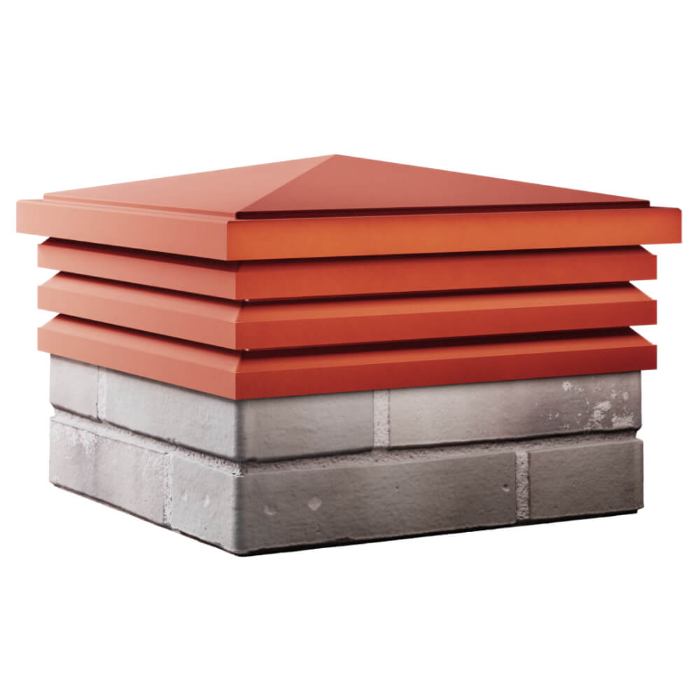 Колпак Zking Бона ХайТек Красный на столб 1.5х1.5 кирпича (385х385мм) в Сочи фото