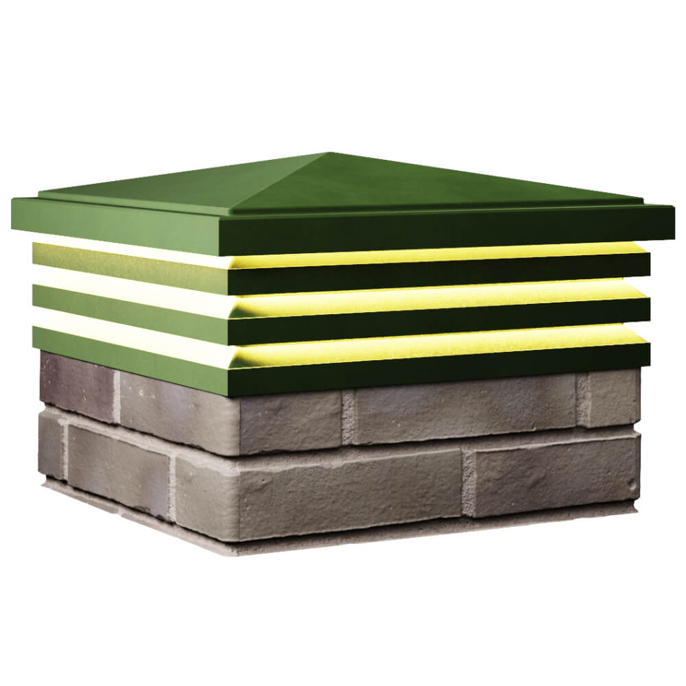 Колпак Zking Бона ХайТек Зеленый на столб 1.5х1.5 кирпича (385х385мм) с подсветкой в Сочи фото