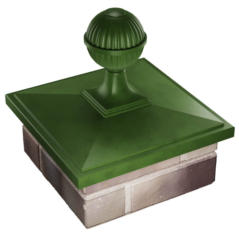 Колпак Zking БонаМоно Зеленый с шаром на столб 1.5х1.5 кирпича (385х385, 400х400мм) в сборе в Сочи фото