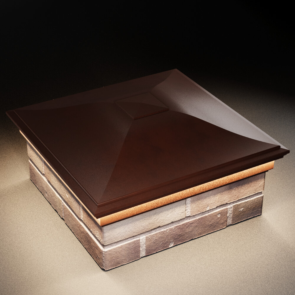 Колпак Zking Монблан Коричневый на столб 2х2 кирпича (515х515мм) c подсветкой в Сочи фото