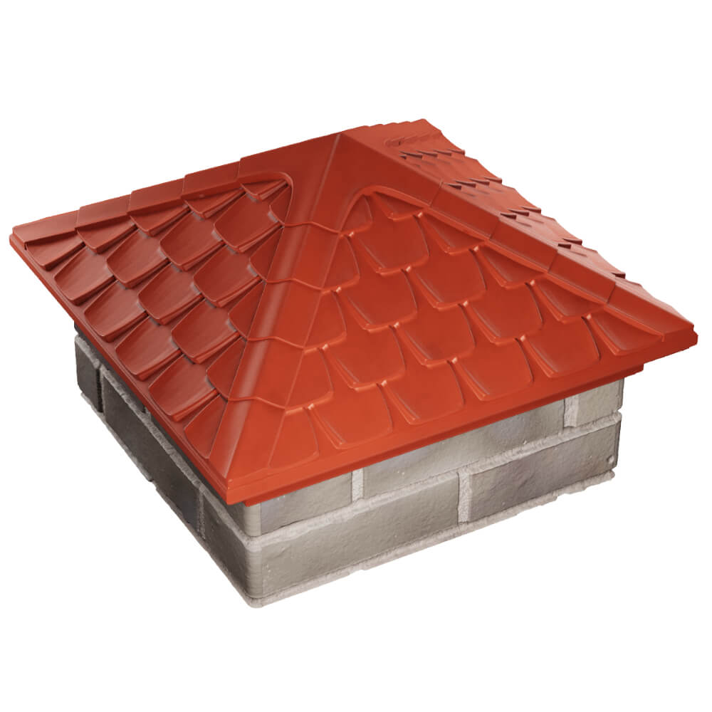 Колпак Zking Эльбрус Красный на столб 1.5х1.5 кирпича (385х385мм) в Сочи фото