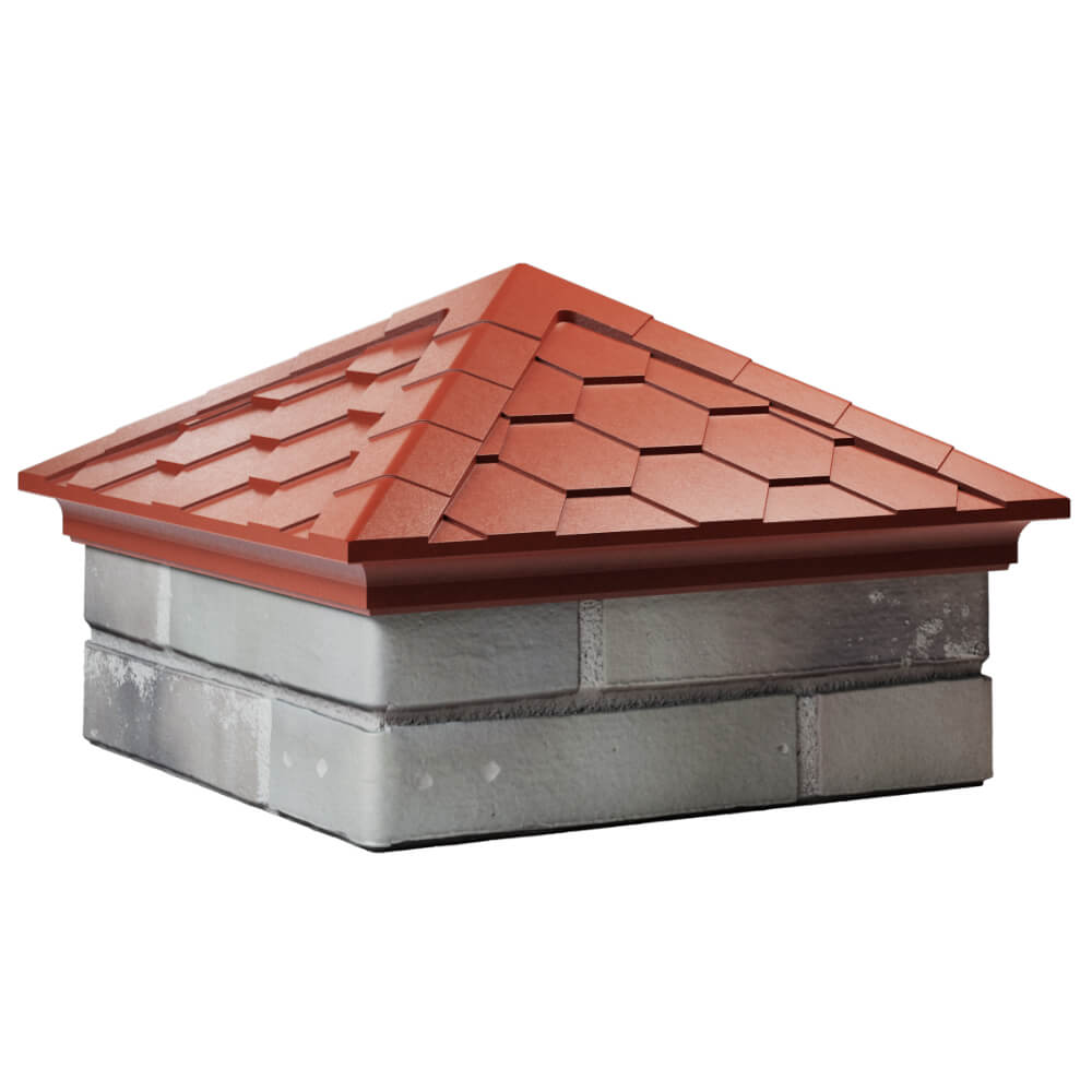 Колпак Zking Эверест Красный на столб 1.5х1.5 кирпича (390х390мм) в Сочи фото