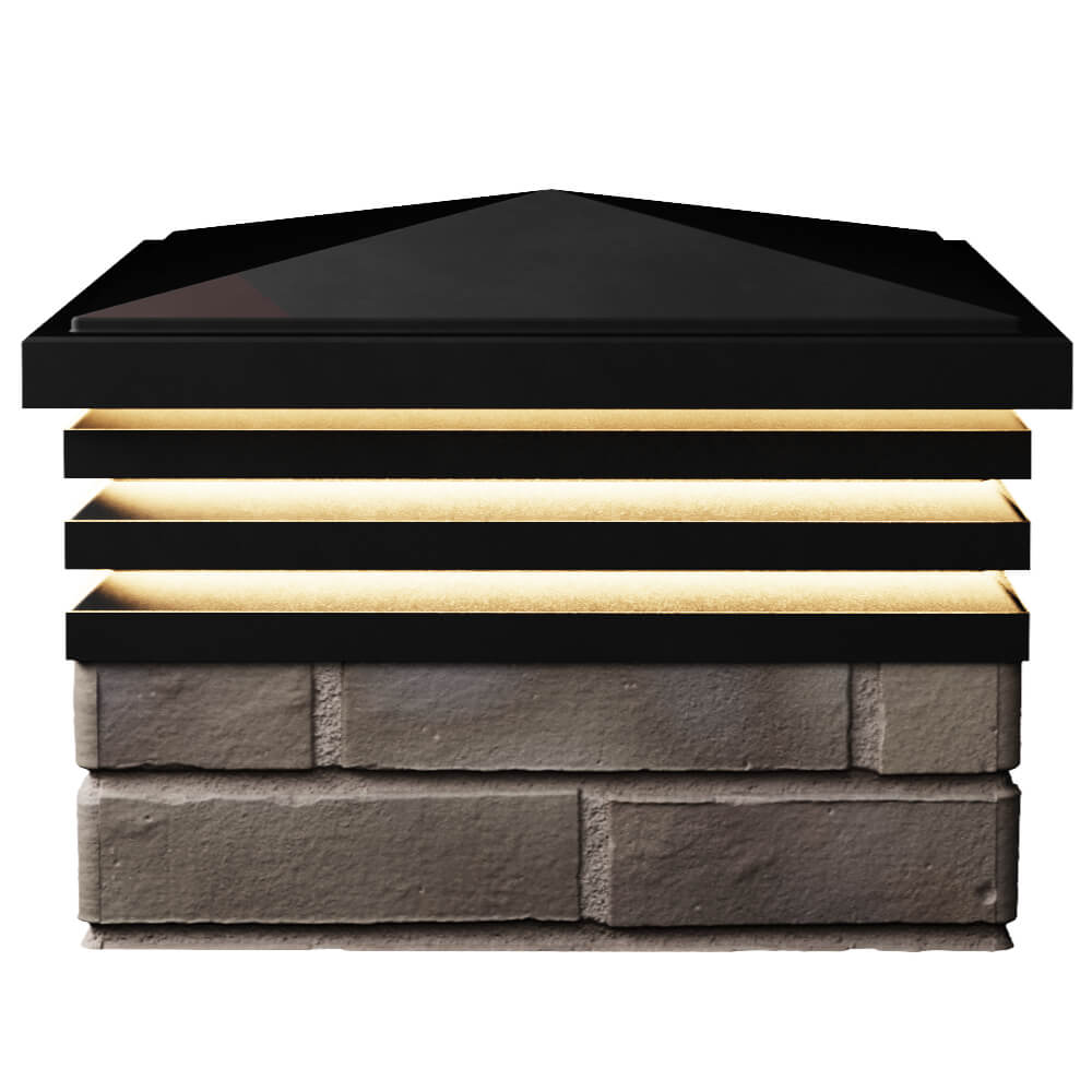 Колпак Zking Бона ХайТек Черный на столб 1.5х1.5 кирпича (385х385мм) с подсветкой в Сочи фото