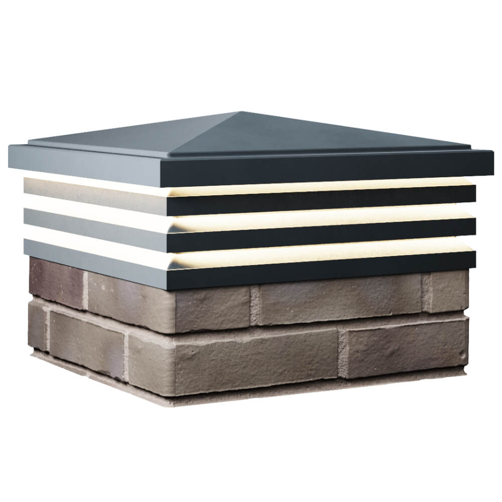 Колпак Zking Бона ХайТек Серый на столб 1.5х1.5 кирпича (385х385мм) с подсветкой в Сочи фото