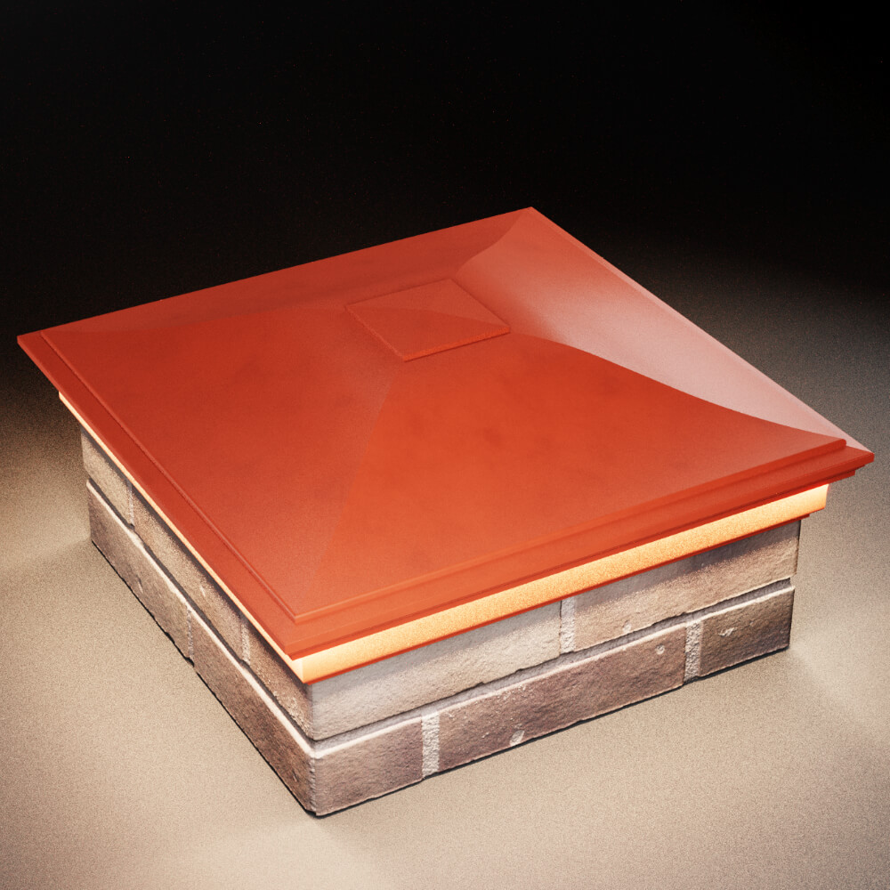 Колпак Zking Монблан Красный на столб 2х2 кирпича (515х515мм) c подсветкой в Сочи фото