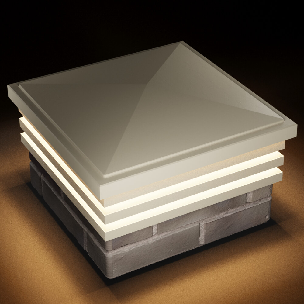 Колпак Zking Бона ХайТек Бежевый на столб 1.5х1.5 кирпича (385х385мм) с подсветкой в Сочи фото