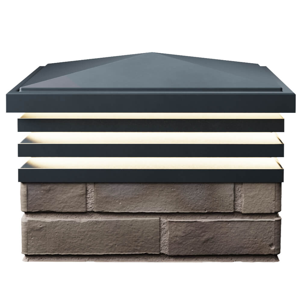 Колпак Zking Бона ХайТек Серый на столб 1.5х1.5 кирпича (385х385мм) с подсветкой в Сочи фото