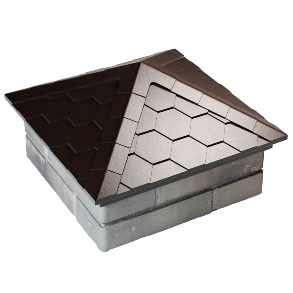 Колпак Zking Эверест Коричневый на столб 1.5х1.5 кирпича (390х390мм) в Сочи фото