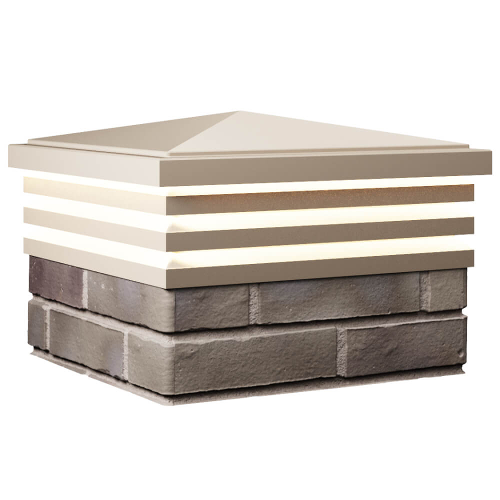 Колпак Zking Бона ХайТек Бежевый на столб 1.5х1.5 кирпича (385х385мм) с подсветкой в Сочи фото