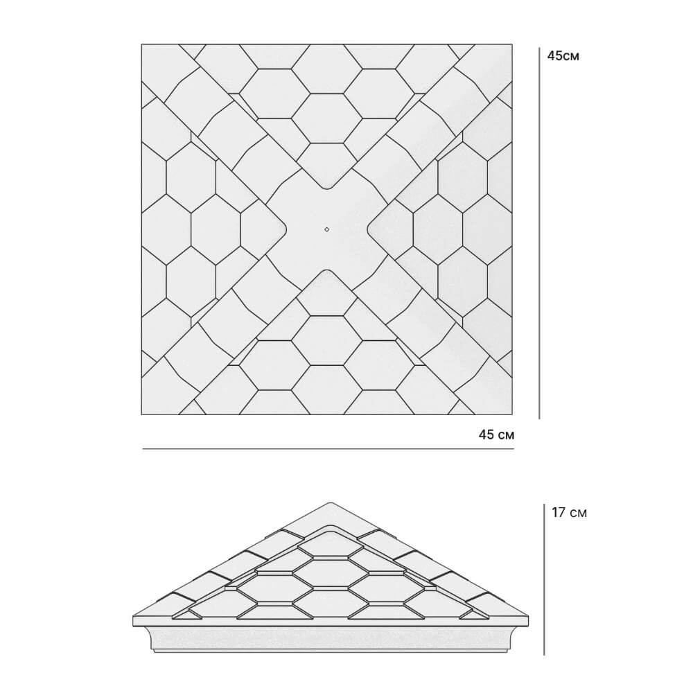 Колпак Zking Эверест Серый на столб 1.5х1.5 кирпича (390х390мм) в Сочи фото