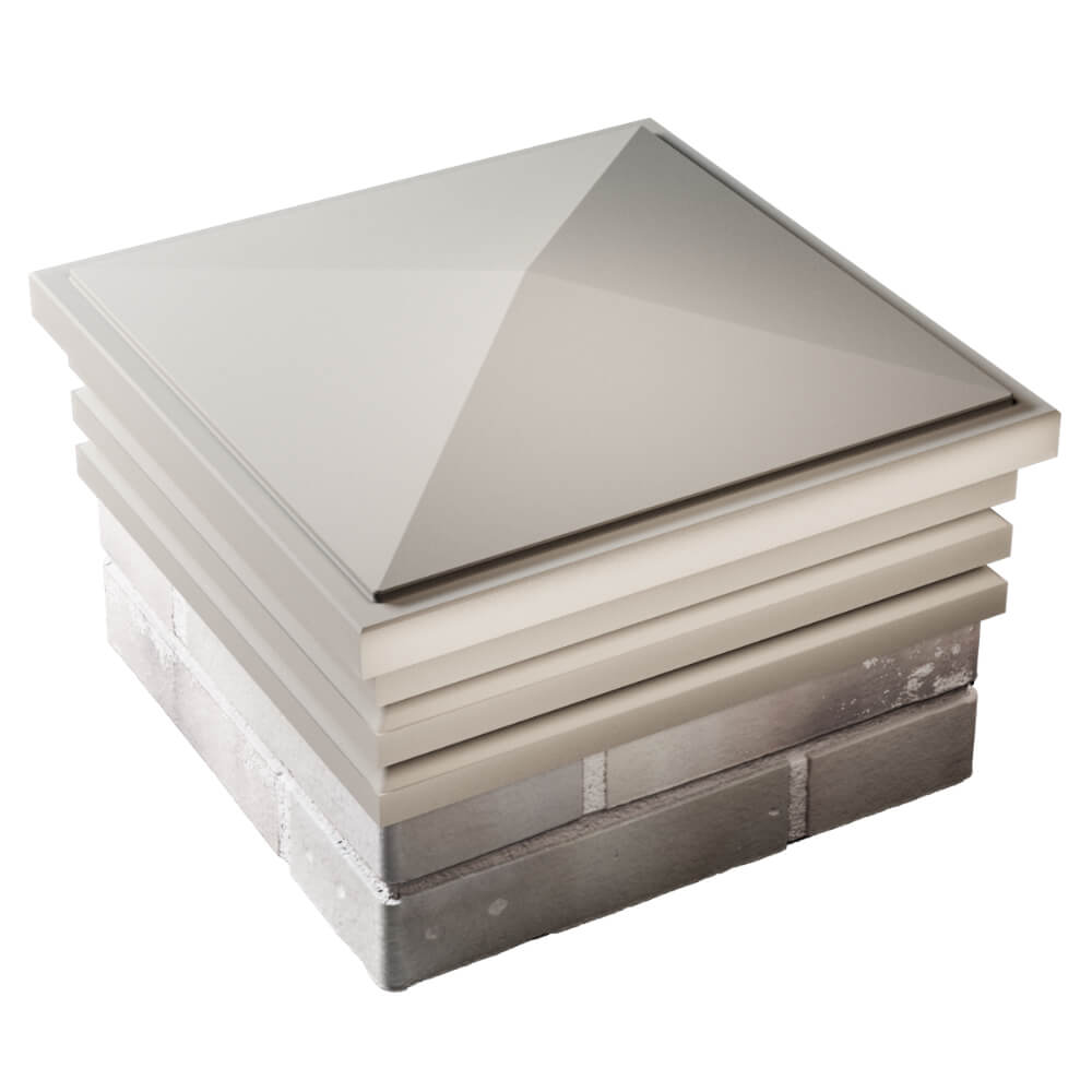 Колпак Zking Бона ХайТек Бежевый на столб 1.5х1.5 кирпича (385х385мм) в Сочи фото