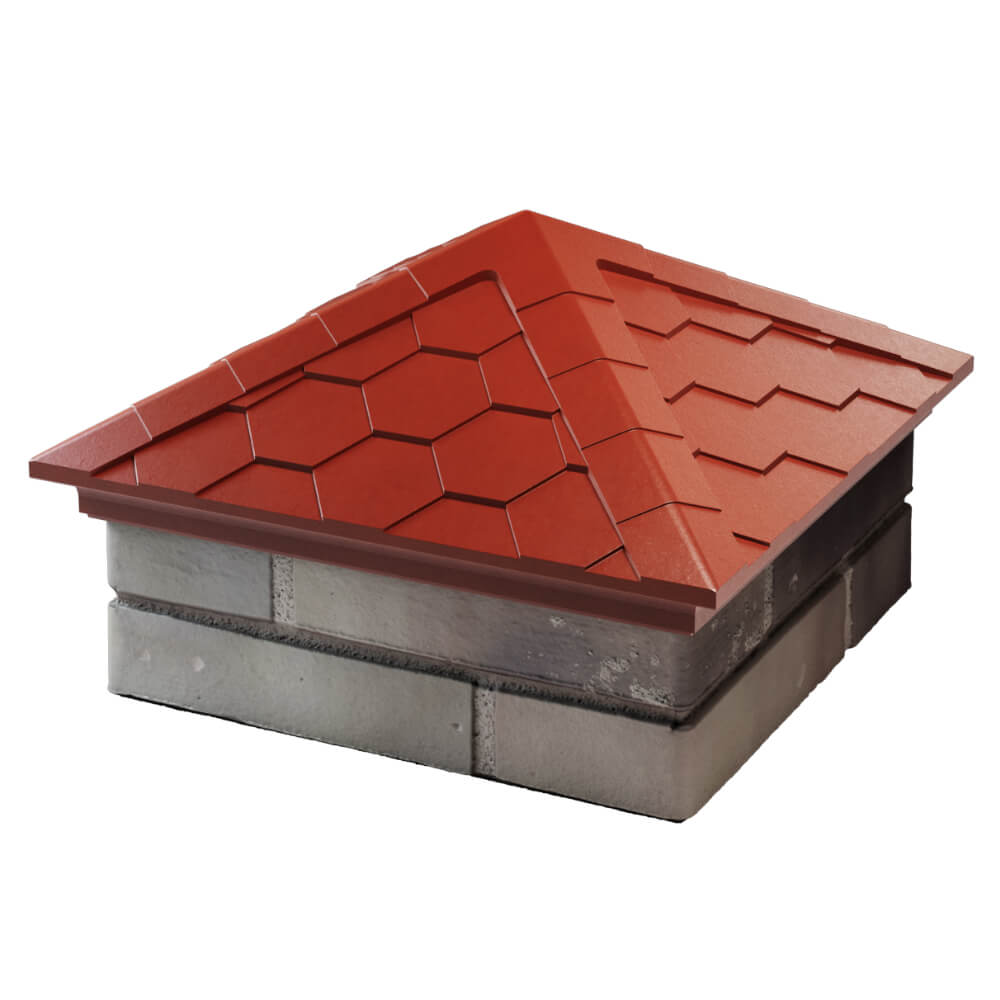 Колпак Zking Эверест Красный на столб 1.5х1.5 кирпича (390х390мм) в Сочи фото