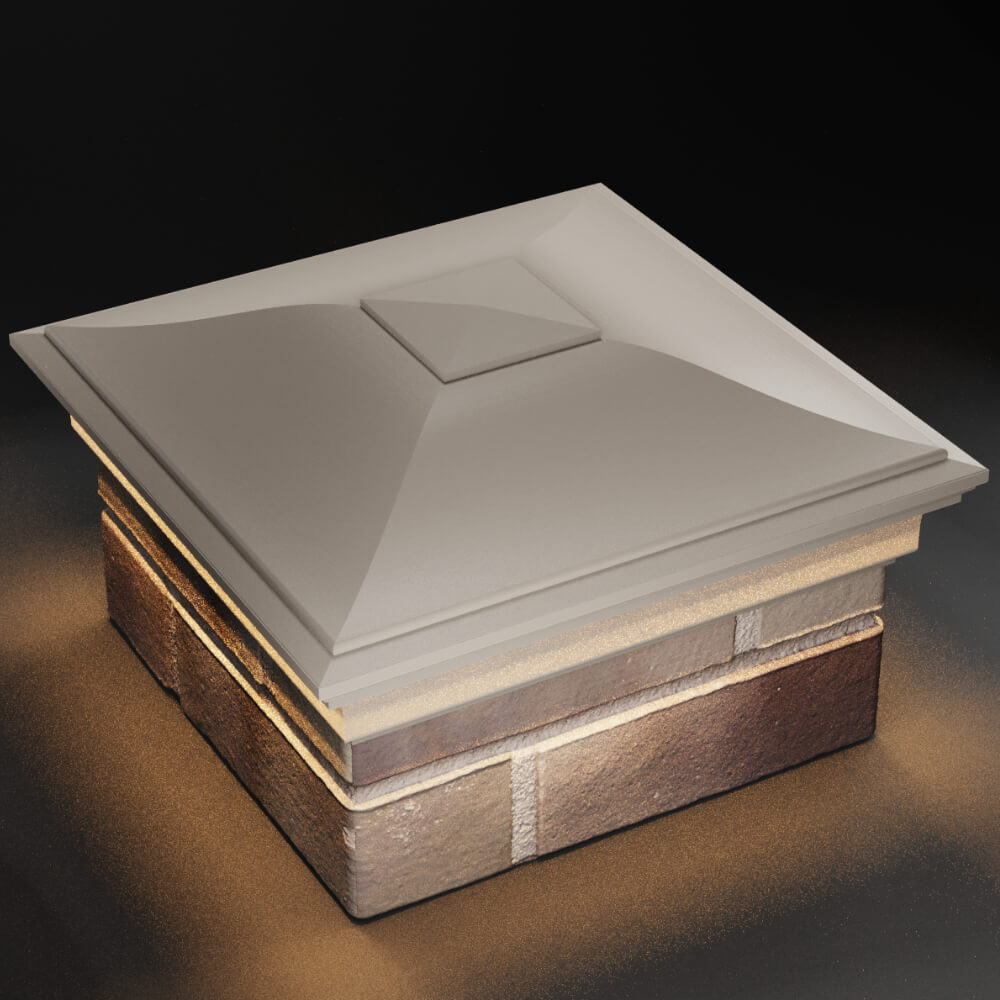 Колпак Zking Монблан Бежевый на столб 1.5х1.5 кирпича (385х385мм) с подсветкой в Сочи фото