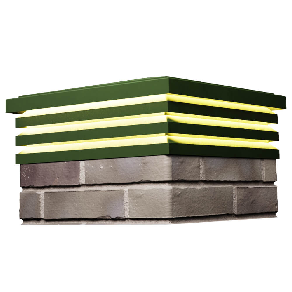 Колпак Zking Бона ХайТек Зеленый на столб 1.5х1.5 кирпича (385х385мм) с подсветкой в Сочи фото