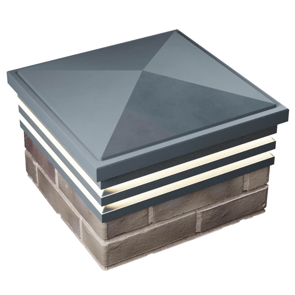 Колпак Zking Бона ХайТек Серый на столб 1.5х1.5 кирпича (385х385мм) с подсветкой в Сочи фото