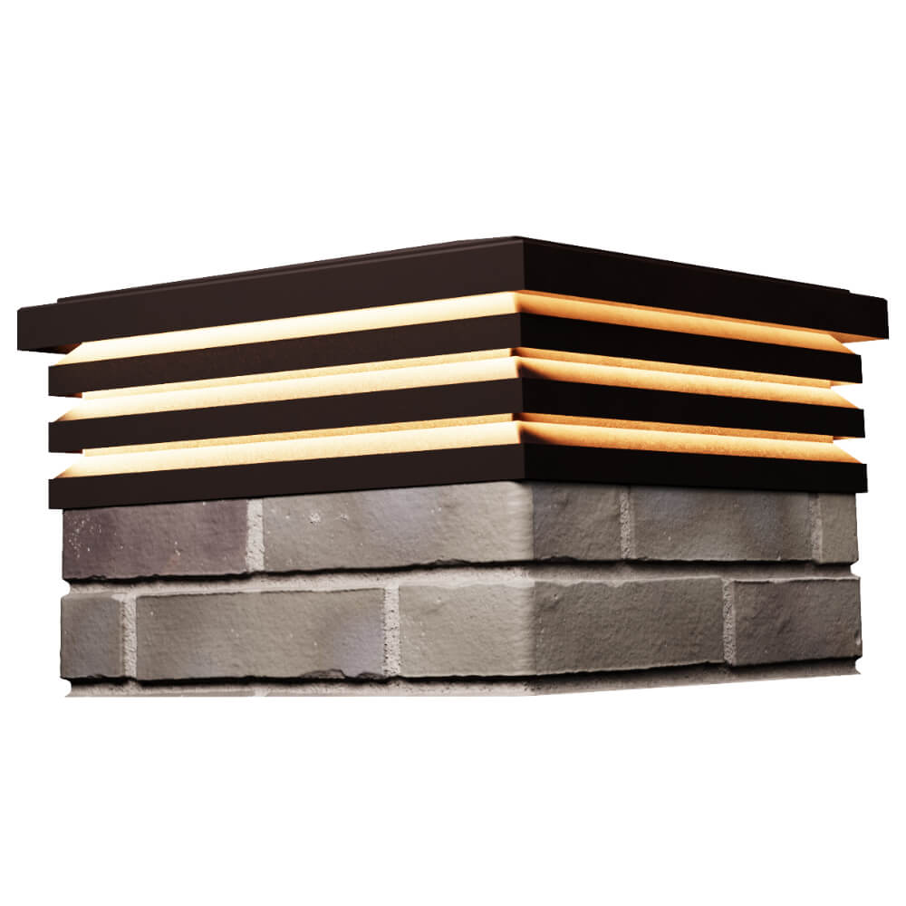 Колпак Zking Бона ХайТек Коричневый на столб 1.5х1.5 кирпича (385х385мм) с подсветкой в Сочи фото