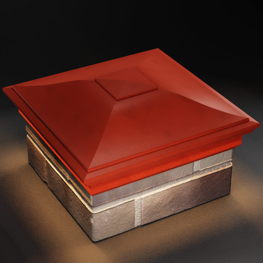 Колпак Zking Монблан Красный на столб 1.5х1.5 кирпича (385х385мм) с подсветкой в Сочи фото