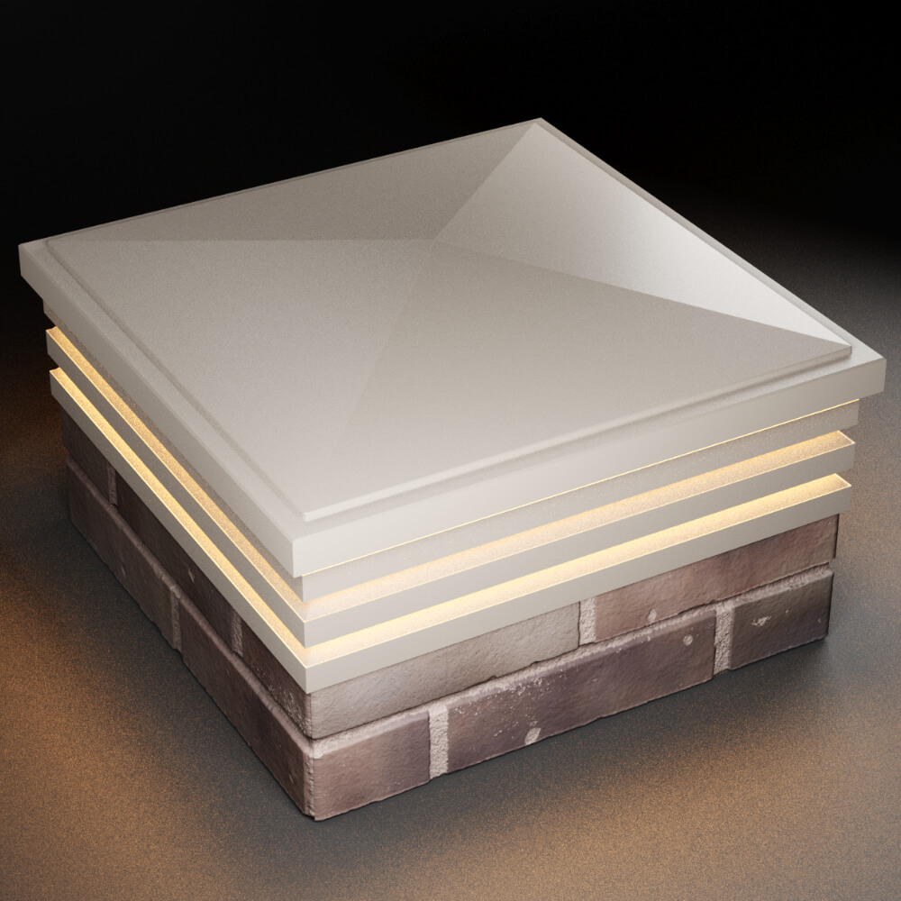 Колпак Zking Бона ХайТек Бежевый на столб 2х2 кирпича (513х513мм) с подсветкой в Сочи фото