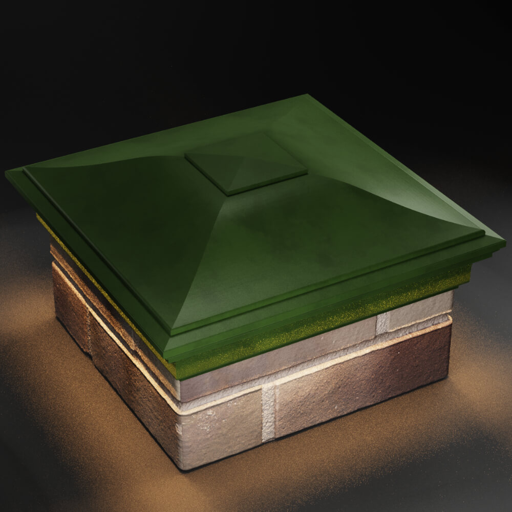 Колпак Zking Монблан Зеленый на столб 1.5х1.5 кирпича (385х385мм) с подсветкой в Сочи фото