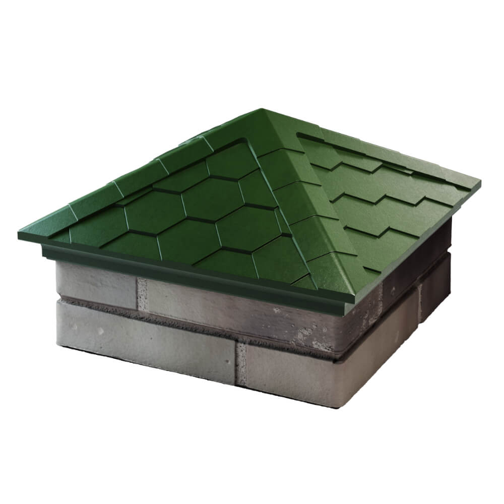 Колпак Zking Эверест Зеленый на столб 1.5х1.5 кирпича (390х390мм) в Сочи фото