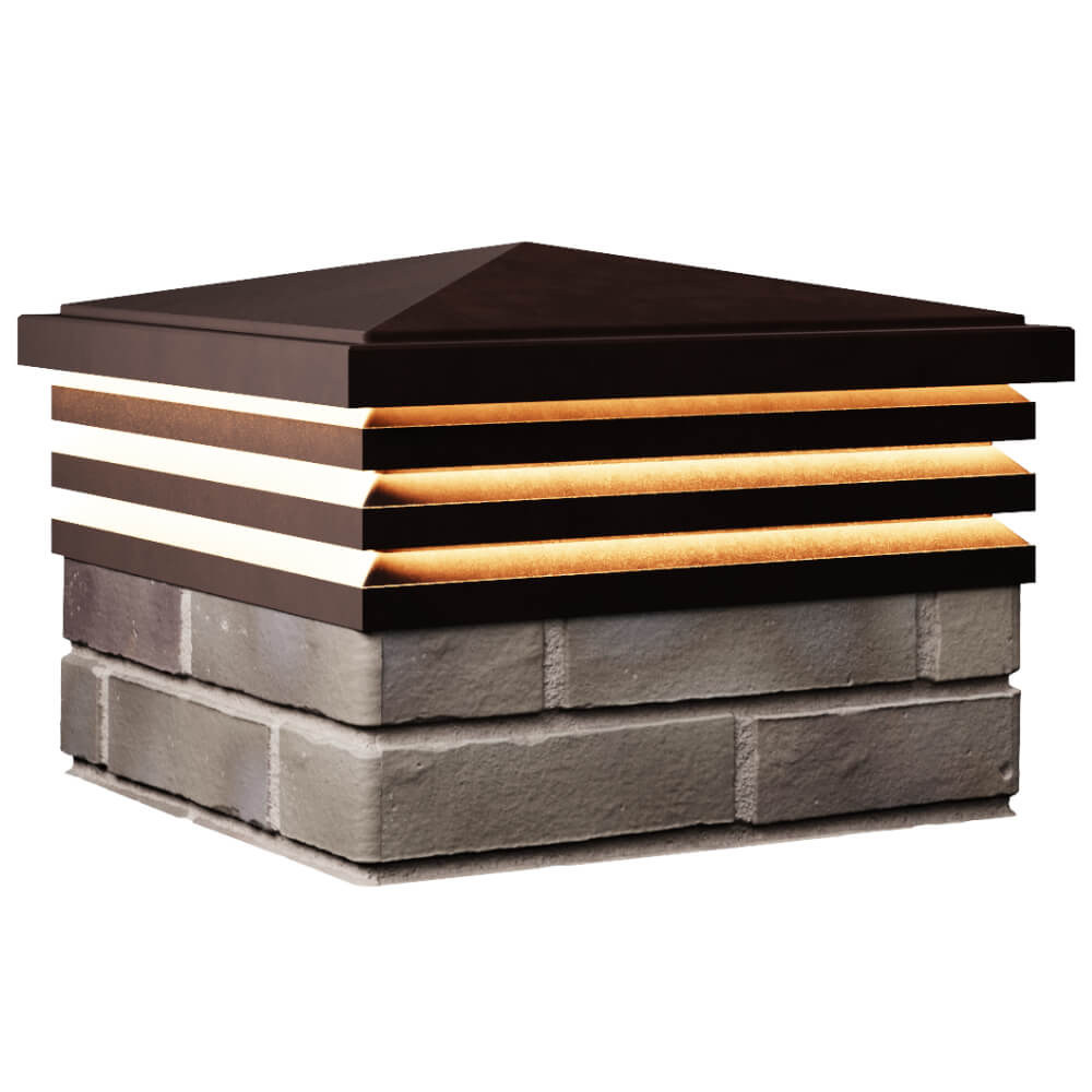 Колпак Zking Бона ХайТек Коричневый на столб 1.5х1.5 кирпича (385х385мм) с подсветкой в Сочи фото