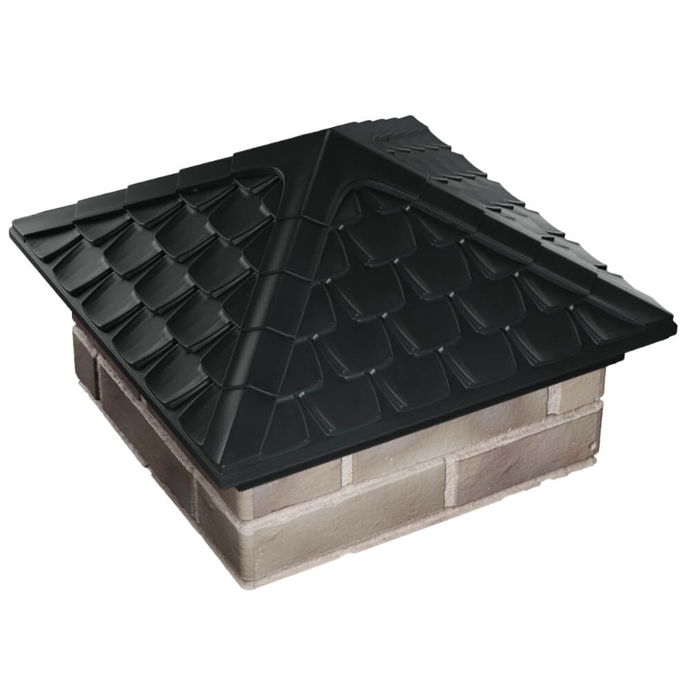 Колпак Zking Эльбрус Черный на столб 1.5х1.5 кирпича (385х385мм) в Сочи фото